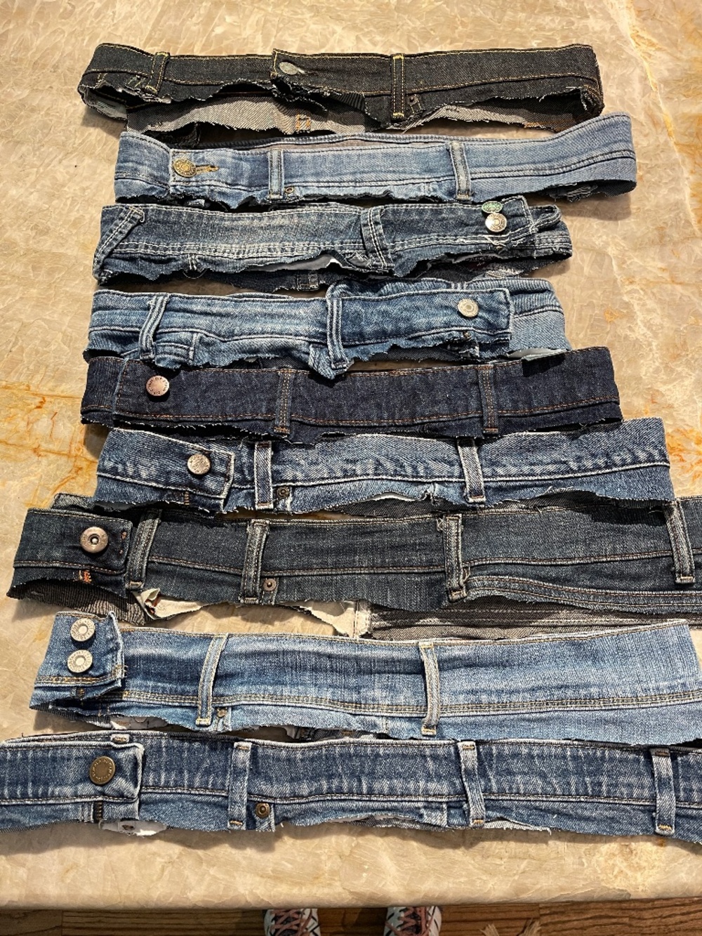 Denim Waistband Scraps for Crafting Upcycling